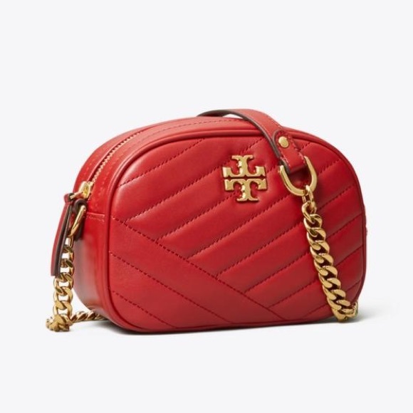 Tory Burch Kira Small Camera Bag Red NWT Gold Chain Link Strap - Picture 11 of 14